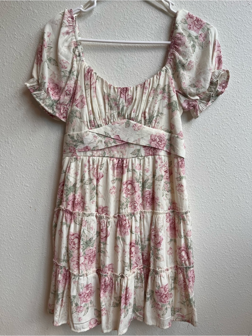 Trixxi Cream Mini Dress with Pink Floral Print